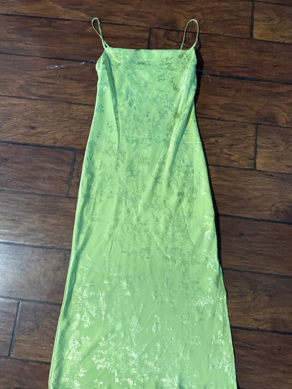 Rewind Lime Green Jacquard Slip Midi Dress